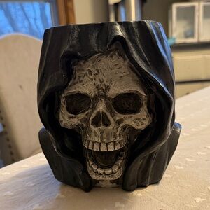 Ashland Black Hooded Skull Candle Holder